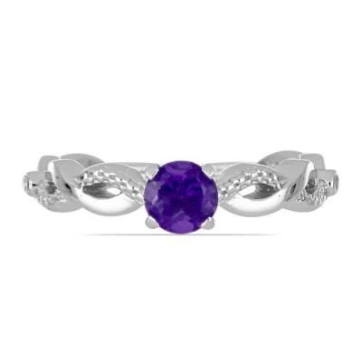 BUY AFRICAN AMETHYST GEMSTONE RING IN RHODIUM PLATED 925 STERLING SILVER | JEWELPIN
